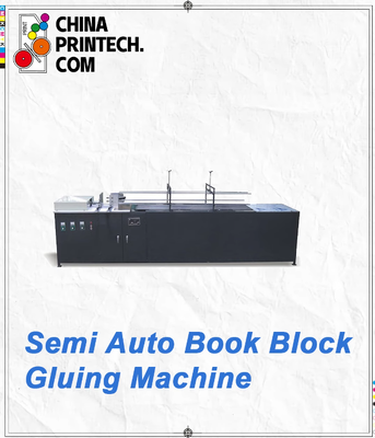 Semi Auto Book Block Glueing Machine สําหรับหนังสือที่เย็บ โรลเลอร์กาวเย็น เครื่องพิมพ์อาหาร ใช้กาวเย็น พัดอากาศร้อนเพิ่มประสิทธิภาพ